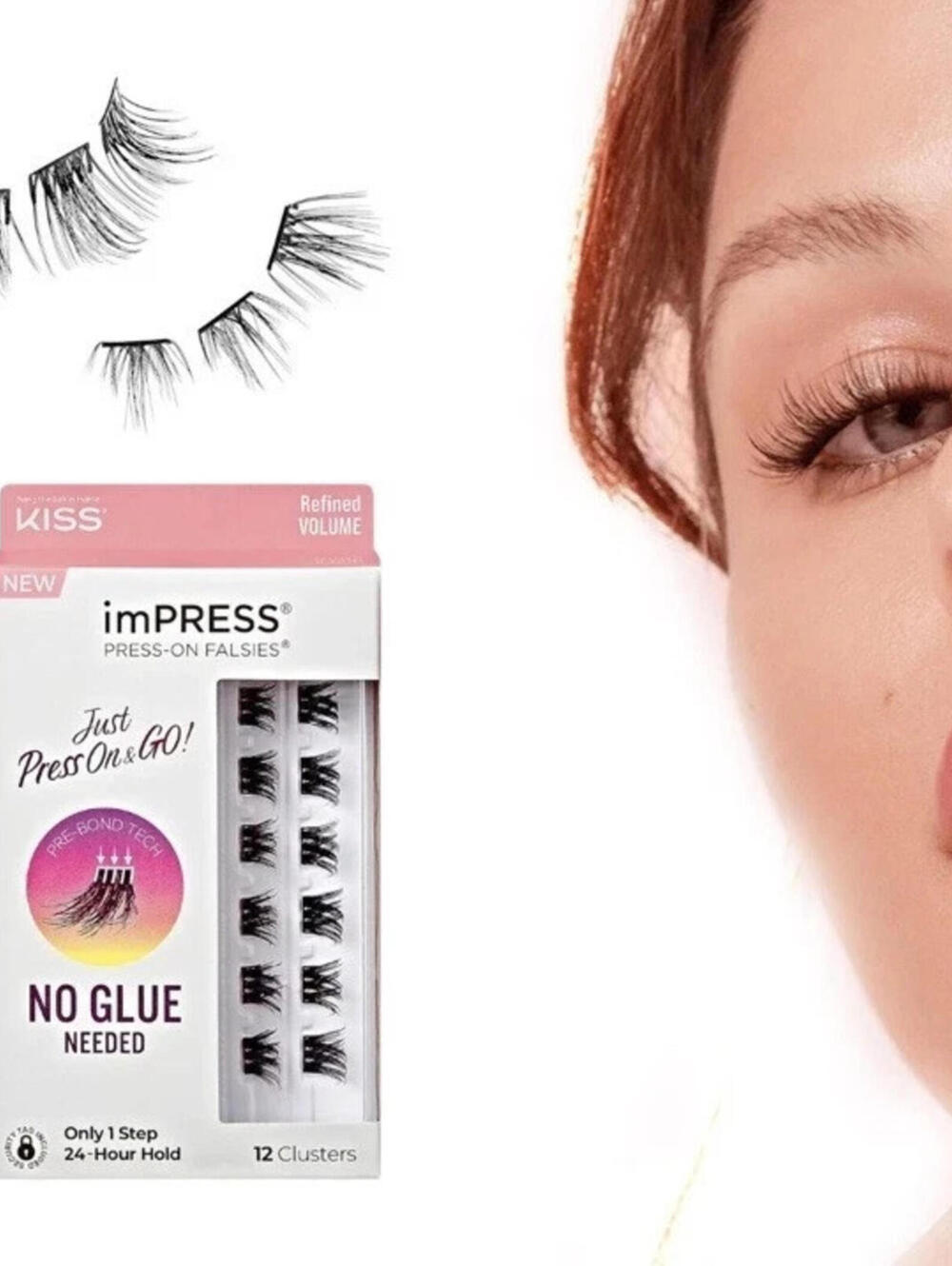 Open Box- KISS imPRESS Falsies Press On Self Adhesive Eyelashes, Lavish Volume